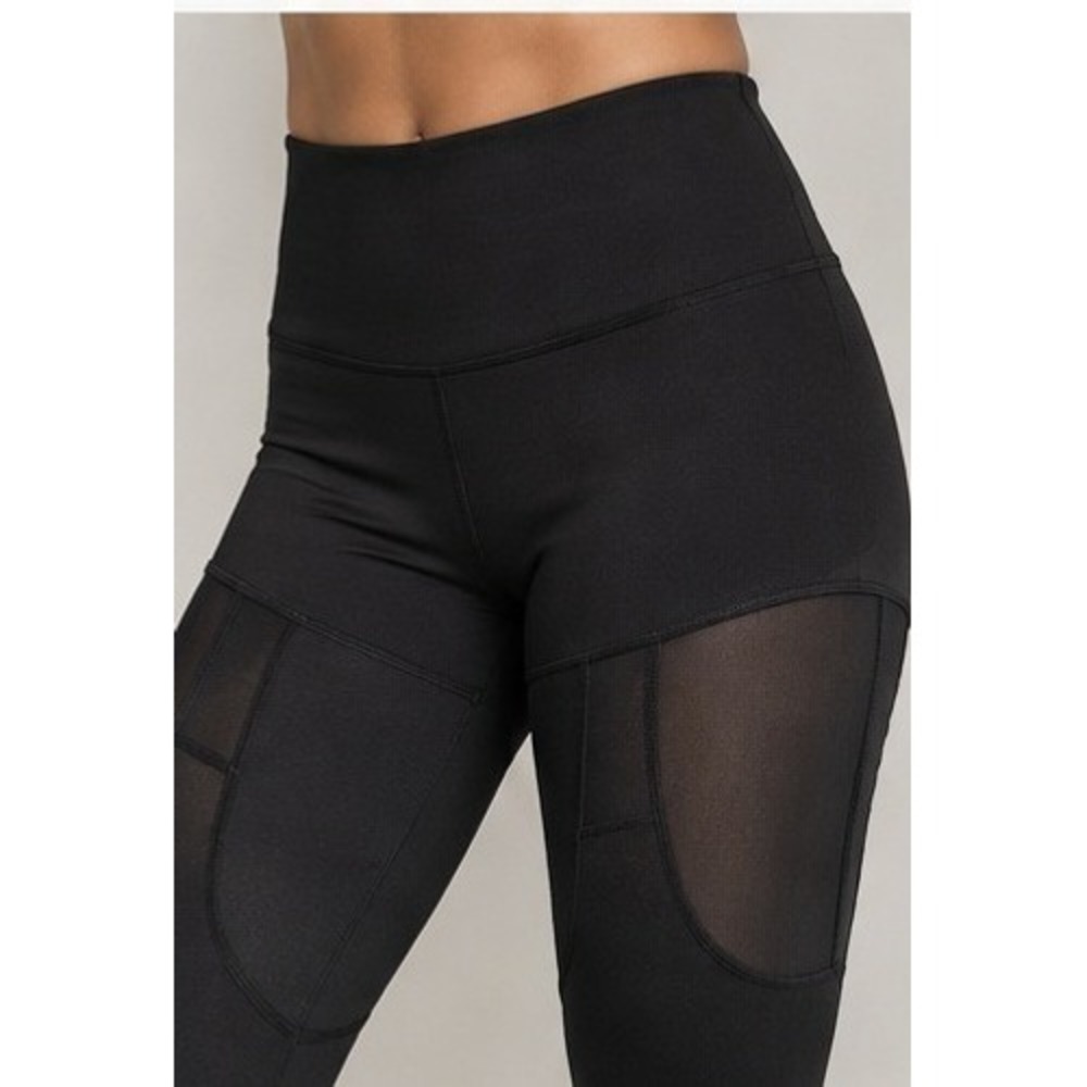 Victoria's Secret Sport Knockout Leggings M Black Mesh Panel Y2K Activewear